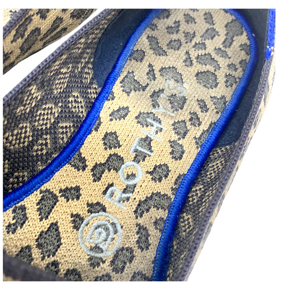 Rothy’s The Loafer Leopard Print Flats Blue Trim Accent Sz 8 Smoking Slippers - Picture 7 of 11